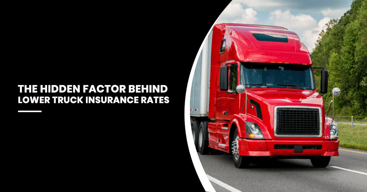 Red semi-truck driving on highway illustrating how telematics and driving data can lower commercial truck insurance rates in 2026
